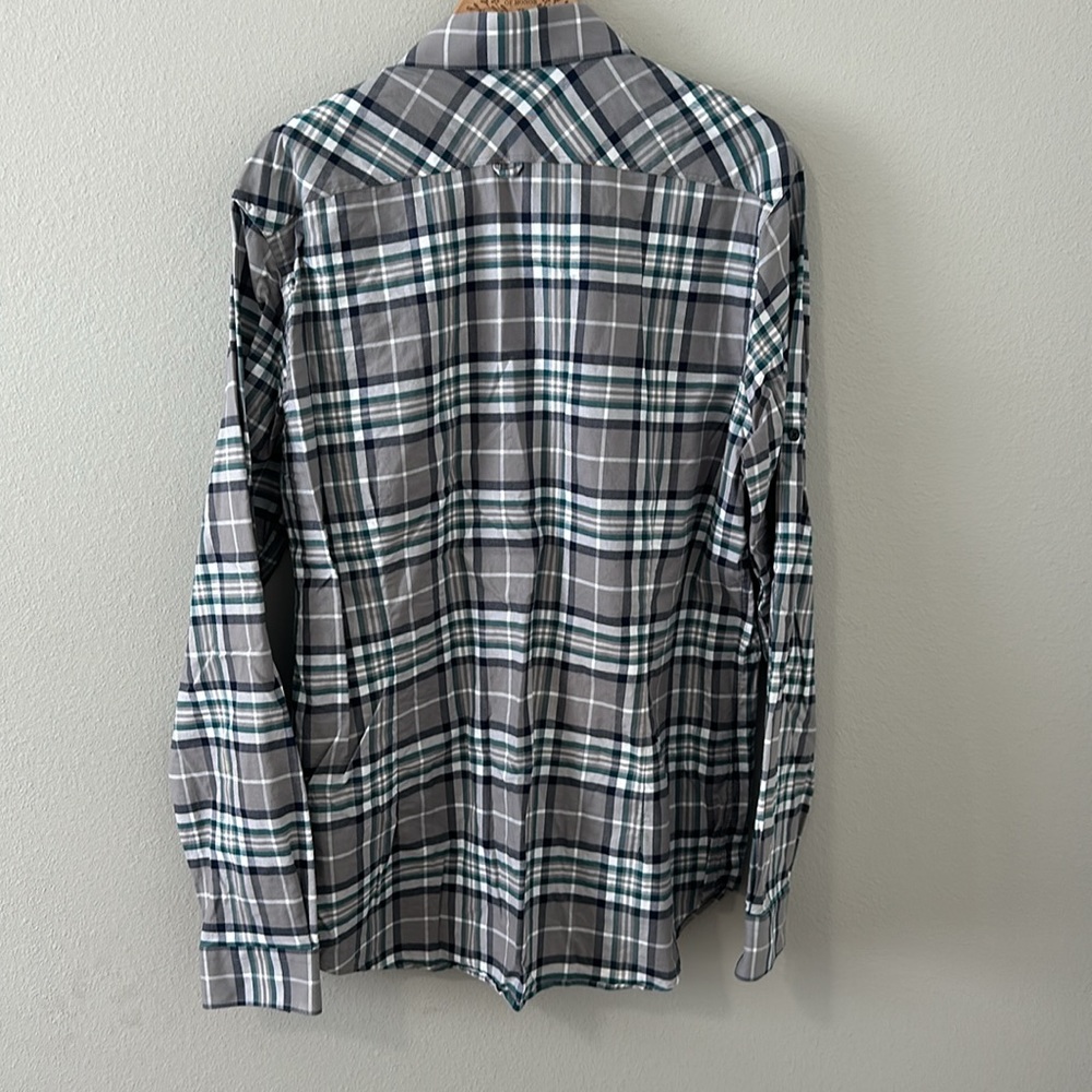 Express Men's Fitted Snap Button Down Plaid Shirt… - image 8